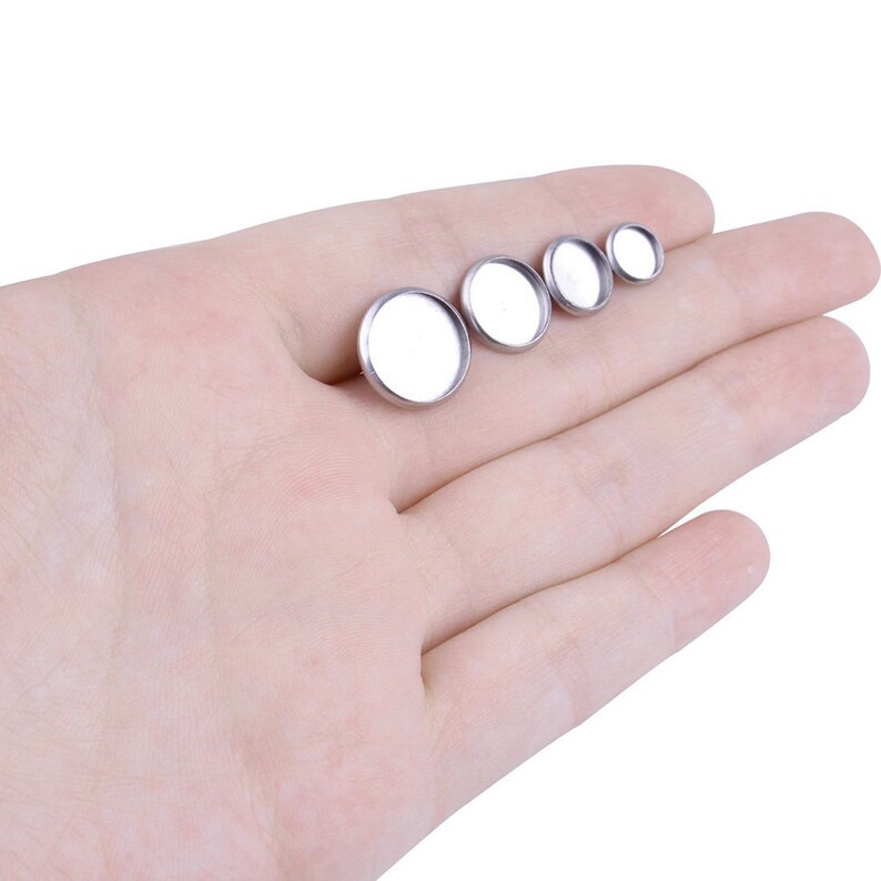 10 Stainless steel ear stud cabochon settings - fits 6, 8, 10 or 12mm cabochons image 4
