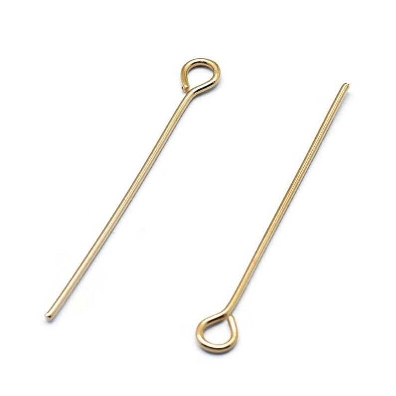 Real 18K gold plated eyepins - 20mm, 25mm, 30mm or 45mm - Nickel free jewelry findings - 21 gauge 画像 2