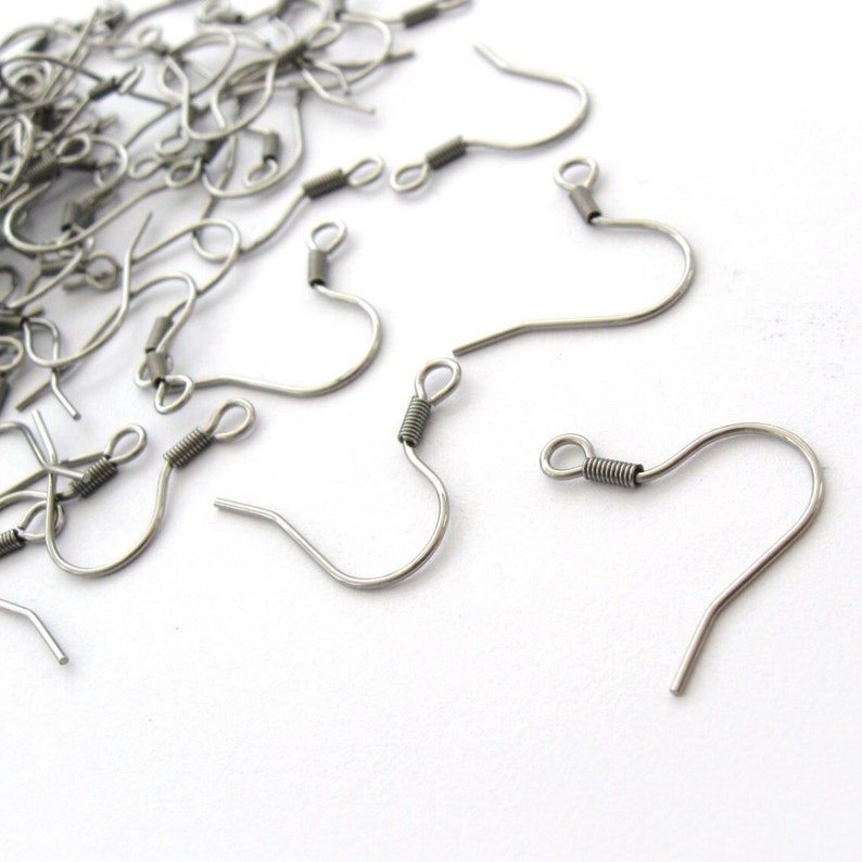 Surgical stainless steel earring hooks 50 pcs 25 pairs Tarnish free hypoallergenic jewelry findings image 4