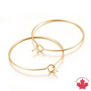 Surgical stainless steel hoops, Gold earring findings, 15mm, 20mm, 25mm, 30mm hoops for jewelry making