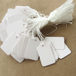 Jewelry price tags - Blank white rectangular tags - Set of 100