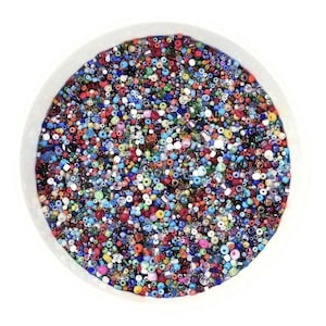 60g assorted seed beads, Mixed bead soup, Bead grab bag or jar, Bulk jewelry making supplies