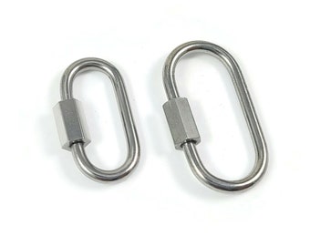 Oval carabiner, Stainless steel clasp, Charm or connector necklace making, Bottle clip & key fob findings