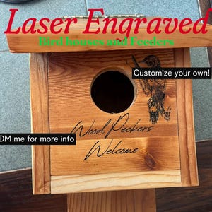 Personalized Laser Engraved Birdhouse: Handcrafted Wooden Garden Decor