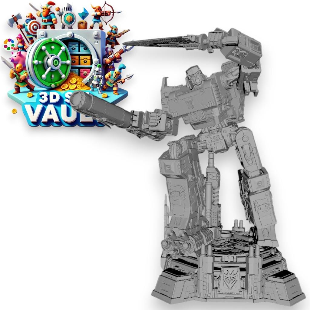 Megatron Transformer STL Statue | High Detail 3D Print Model for Resin & FDM Printers | 10 Inch Collectible Robot Digital Download