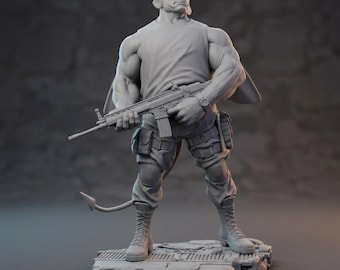 Hybrid Ray fillet Soldier STL File 3D Print Model, Tactical Creature Figure STL, Armed Character Sculpture, Printable Model, Resin FDM stl