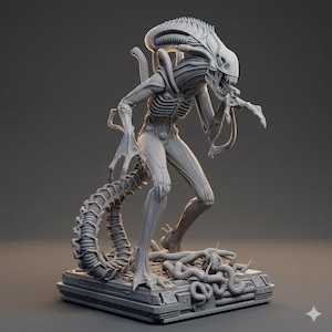 Xenomorph Alien Movie STL, Giger Inspired 3D Print File, Sci-Fi Horror Diorama, Weyland Yutani 3D Model STL, Cinematic Alien Mini