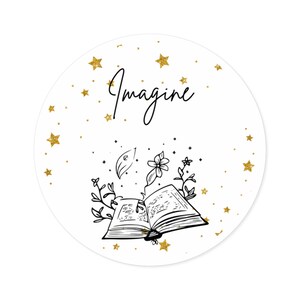 Naklejki Dreamy Book & Star, Fantazyjna dekoracja do dzienników, albumów, projektów DIY, prezentów dla czytelników, inspirowanych wyobraźnią