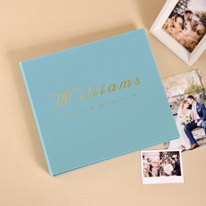 Wedding Photo Album & Guest Book with Gold Lettering, Personalized Rustic Photo Guest Book, Instax Wedding Book, Photo Booth Album