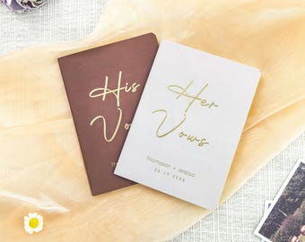 Personalized Wedding Vow Books, Gold Foil, His & Hers
