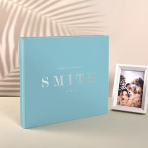 Wedding Photo Album & Guest Book with Gold Lettering, Personalized Rustic Photo Guest Book, Instax Wedding Book, Photo Booth Album