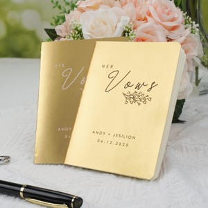 Wedding Vow Books, Custom Vow Books set of 2, Personalized Vow Book, His & Her Vow Booklets, Elegant Vows Books Gold Silver, Luxury Vow Book