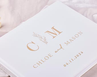 Personalized White Wedding Guest Book • Hardcover Photo Album