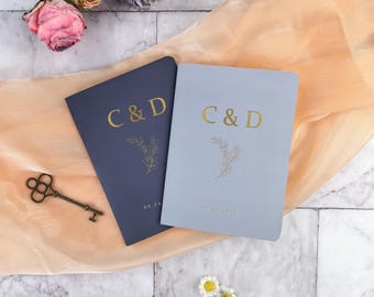 Custom Gold Foil Wedding Vow Books: His & Hers Keepsake Set