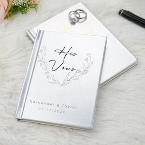 Wedding Vow Books, Custom Vow Books set of 2, Personalized Vow Book, His & Her Vow Booklets, Elegant Vows Books Gold Silver, Luxury Vow Book