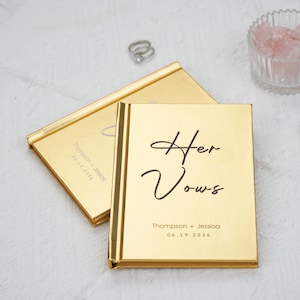 Wedding Vow Books, Custom Vow Books set of 2, Personalized Vow Book, His & Her Vow Booklets, Elegant Vows Books Gold Silver, Luxury Vow Book