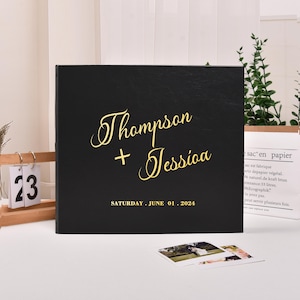 Wedding Photo Guest book - Album With Foil Gold Lettering, Personalized Photo Guest Book, Instax Wedding Book, Photo Booth Album