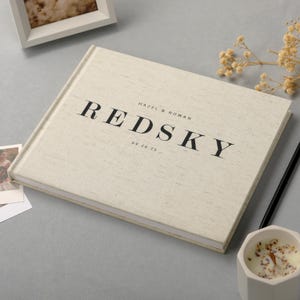 Libro de firmas de boda de lino: Álbum de fotos Polaroid, álbum de recortes de aniversario