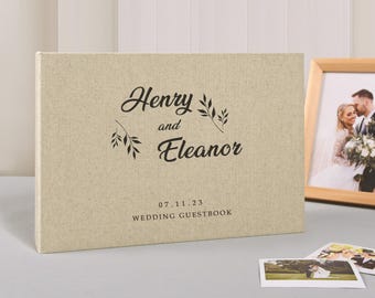 Custom Linen Wedding Guest Book: Instax Photo Album Keepsake
