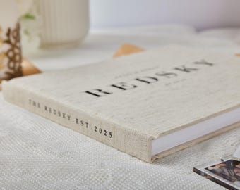 Personalized Linen Wedding Guest Book, Photo Album Scrapbook