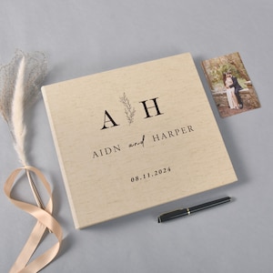 Wedding Album black With Lettering, Wedding Guest Book, Instax Picture Album, Personalized Wedding Album, Wedding Book, Linen Guest Book
