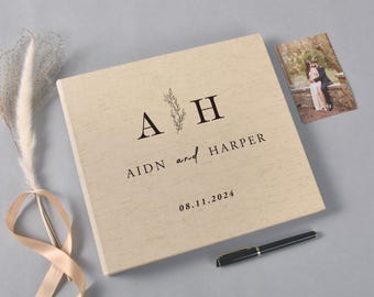 Livre d'or de mariage en lin personnalisé, album photo