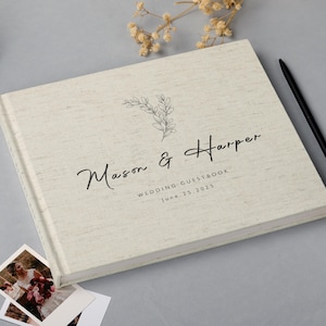 Libro de visitas de boda personalizado, álbum de fotos de boda de lino, álbum de recortes de boda, libro de visitas de recepción, recuerdo de compromiso y aniversario.