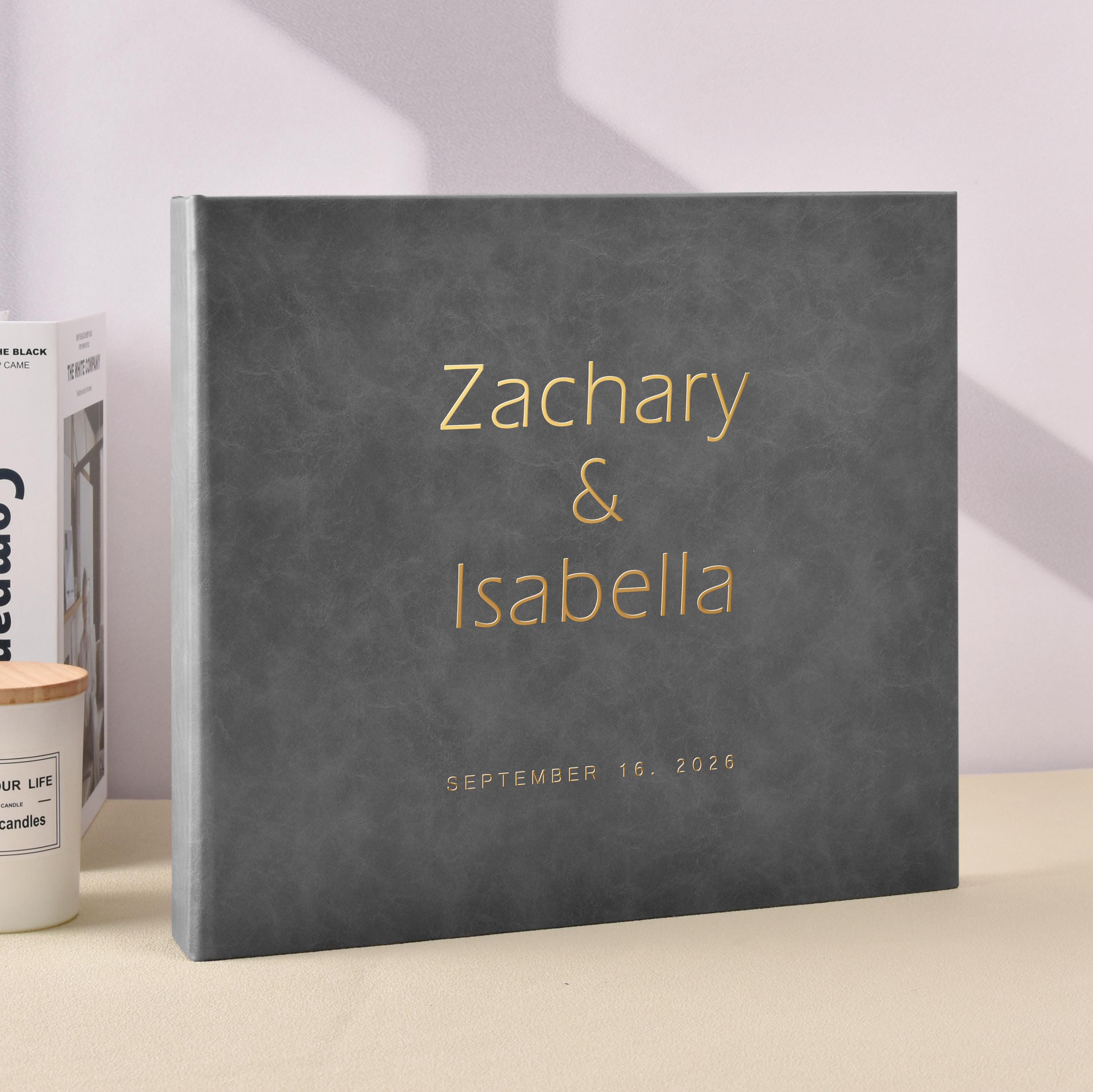 Personalized Gray Wedding Guest Book, Foil Stamped Photo Album - Etsy