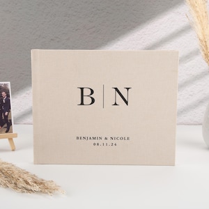 Linen Photo Album, Custom wedding guest book, personalized wedding guestbook, engagement photo album and signing book, wedding keepsake