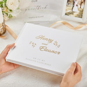 Personalized Guest Book, Custom Hardcover Wedding Guestbook, Photo Album for Reception, Engagement, Anniversary Keepsakes, Wedding Gifts