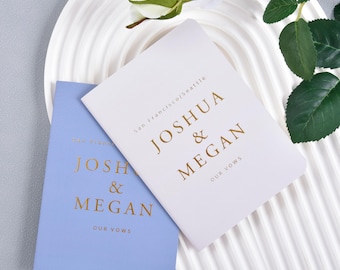 Personalized Wedding Vow Books: Gold Foil Keepsake, Set of 2