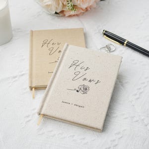 Couple engagement gift for lovers, custom linen vow books set of 2,  wedding ceremony vow booklets and luxury speech notebook for bride