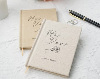 Custom Linen Wedding Vow Books: Couple Engagement Gift, Set of 2