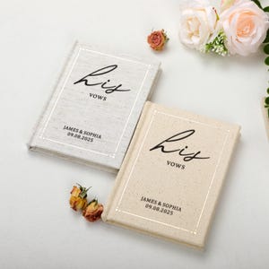 Customizable Wedding Vow Books Set of 2 | Linen Hardcover | His & Her Personalized Vows | Luxury Gold Foil Edge Ceremony Notebooks