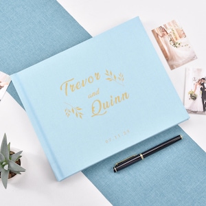 Wedding Guest Book | Light Blue Wedding Guest Book | Personalized Wedding Signature Book | Photo Booth Book | Formal Book