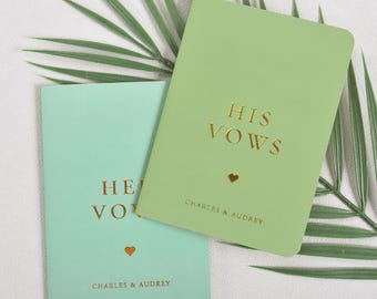 Personalized Wedding Vow Books: Gold Foil, His & Hers, Set of 2