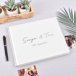 Wedding Guest Book Polaroid Personalized, Wedding Guest Book, Gold Foil, Hardcover Landscape Guestbook, Photo Booth Ideas, Album Wedding