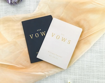 Personalized Wedding Vow Books, Gold Foil Keepsake, Set of 2