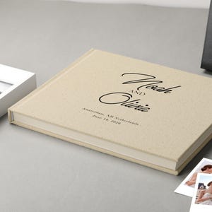 Linen Wedding Guest Book – Custom Printed Cover | Personalized Sign-in Album