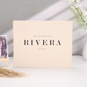 Libro degli ospiti personalizzato in lino per matrimonio: album fotografico ricordo