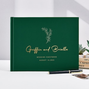 Dunkelgrünes Hochzeitsalbum mit weißer Beschriftung, Instax Bilderalbum, Personalisiertes Foto-Gästebuch, Instax Hochzeitsbuch, Photo Booth Album