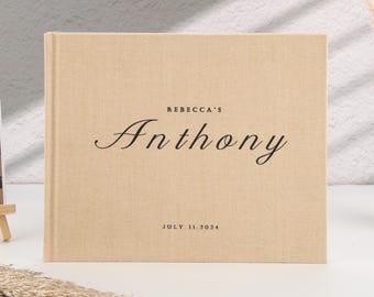 Personalisiertes Leinen Hochzeitsgästebuch, Fotoalbum Sammelalbum