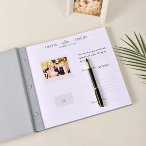 Schwarz bedrucktes Hochzeitsgästebuch, hellgraues Instax Fotoalbum, perfekt für die Fotobox oder Polaroids
