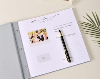 Personalized Wedding Guest Book – Linen Photo Album, Instax Polaroid Compatible
