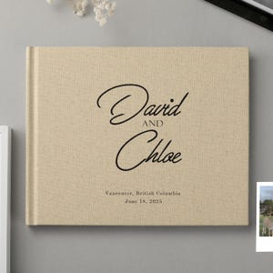 Libro de firmas de boda de lino personalizado: Álbum de fotos de recuerdo de aniversario