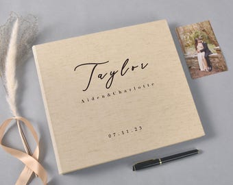 Custom Instax Wedding Guest Book: Linen Photo Album
