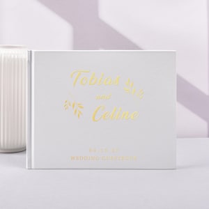 Wedding Guest Book | White Guestbook with Rose Gold Foil | Formal Wedding | Guest Sign In Book | Photo Booth Book | Wedding Shower Ideas