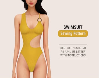 Bikini Sewing Pattern PDF: Swimsuits and Swimwear in All Sizes XXS–XXL (Digital Download)