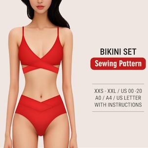 Bikini Sewing Pattern – PDF Digital Sewing Patterns for Swimsuits and Swimwear, Sizes XXS–XXL