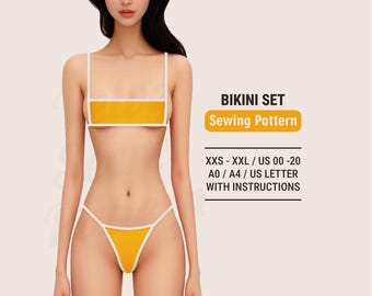 Bikini & Swimsuit Sewing Pattern Digital PDF. Plus Sizes XXS to XXL. Tops, bottoms and swimwear with low, medium and full coverage. Beginner